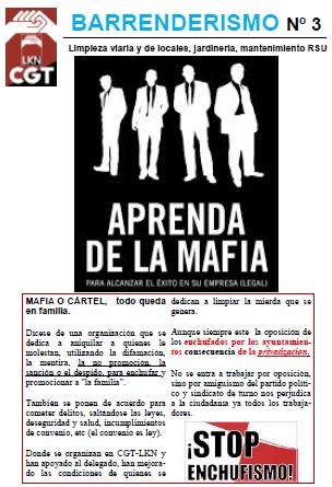 Barrenderismo, Boletín Limpieza Bizkaia Nº3: Aprenda de la mafia