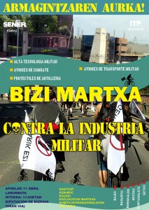Cartel 8Âª Bizi Martxa contra el gasto y la industria militar.